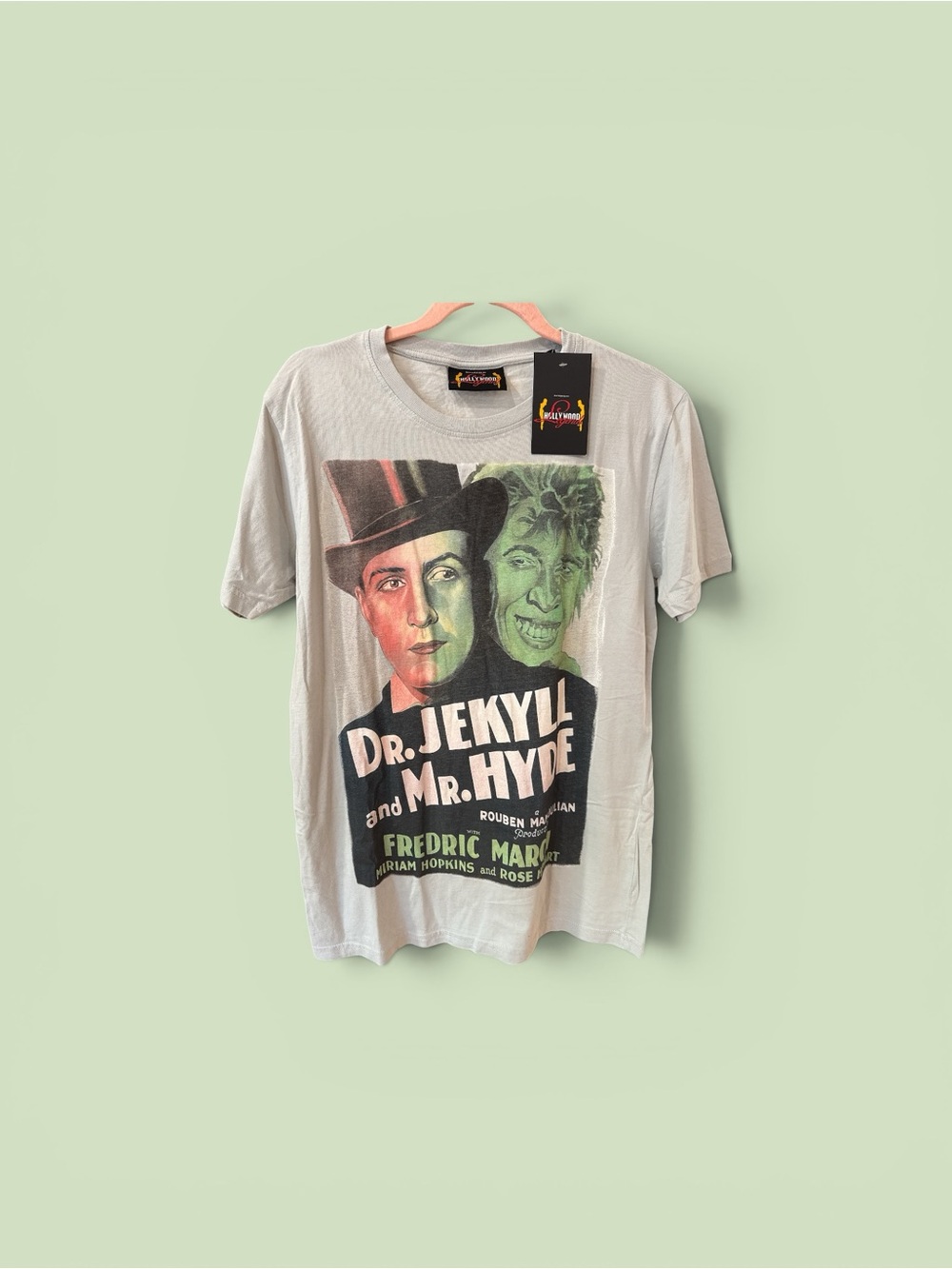 Dr. Jekyll and Mr. Hyde Graphic Tee - Light Gray with Green Print